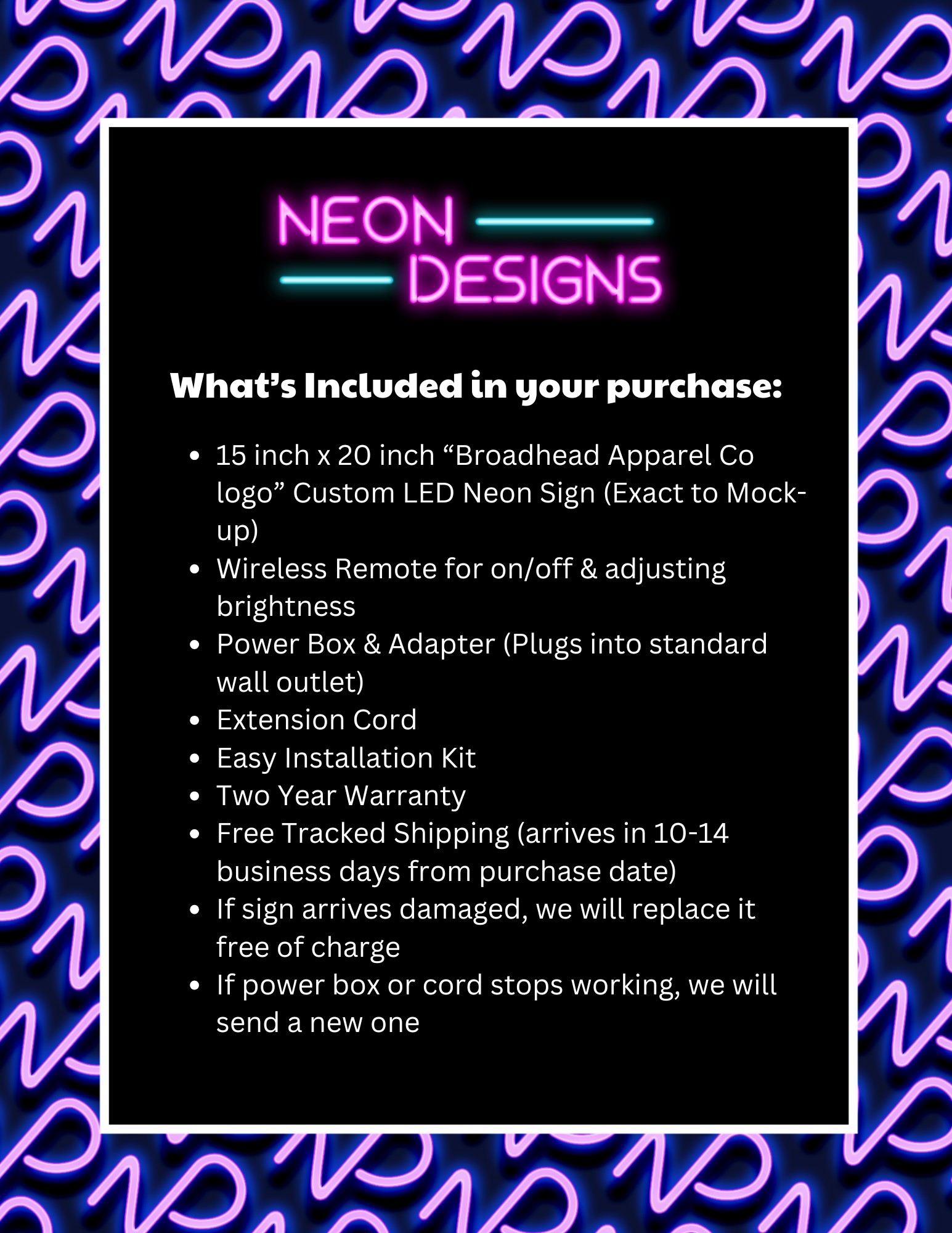 Broadhead Apparel Co logo - Premium Neon Artwork