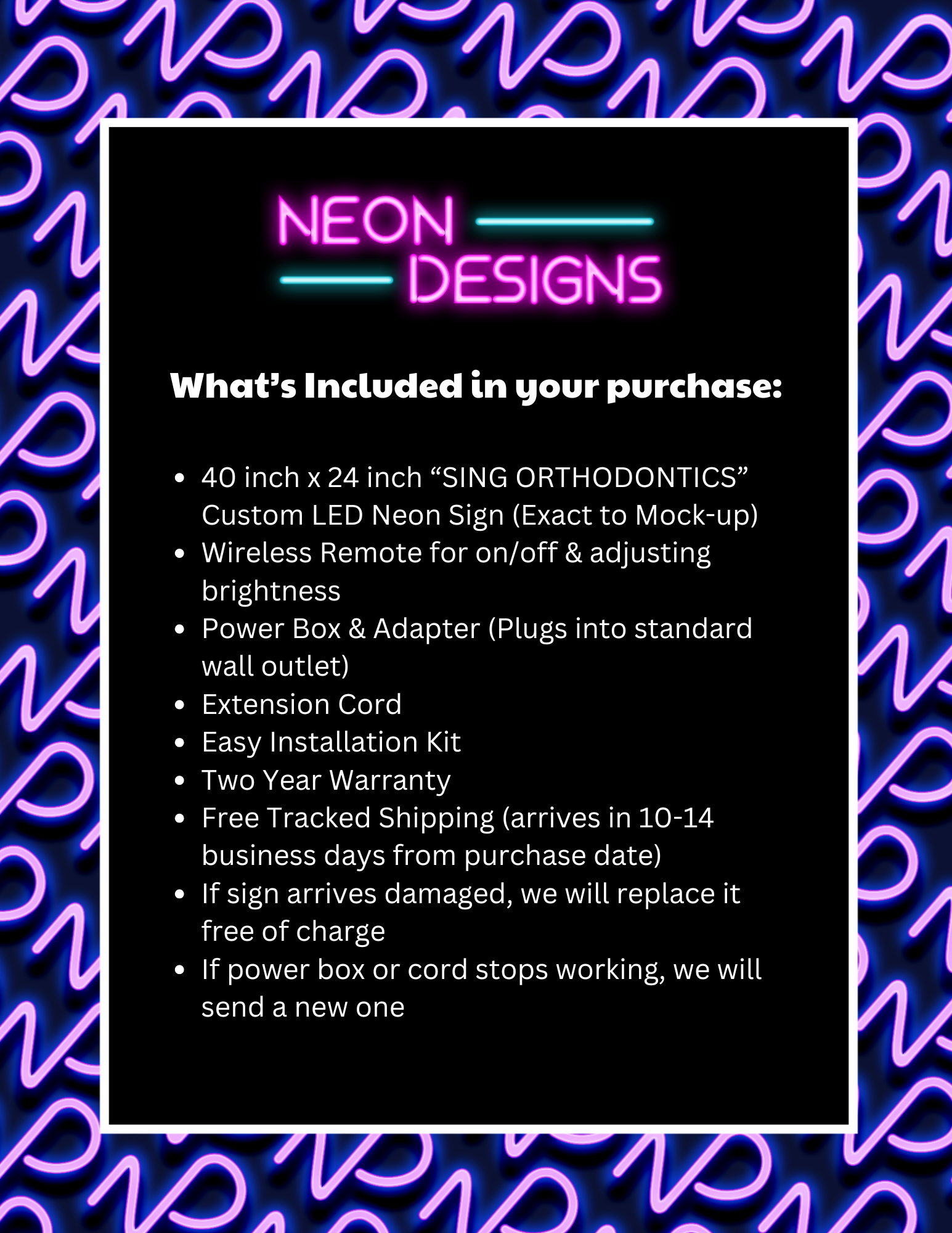 SING ORTHODONTICS - Premium Neon Artwork
