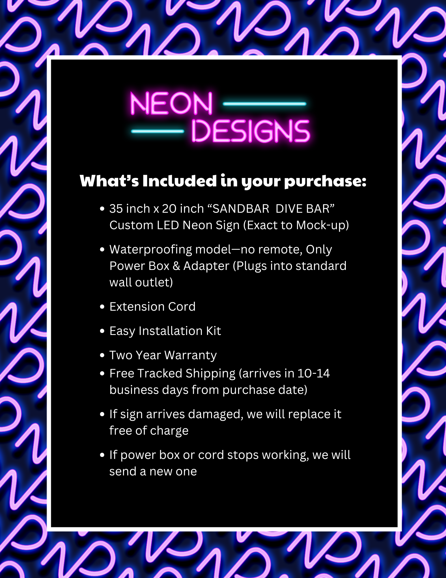 SANDBAR DIVE BAR - Premium Neon Artwork