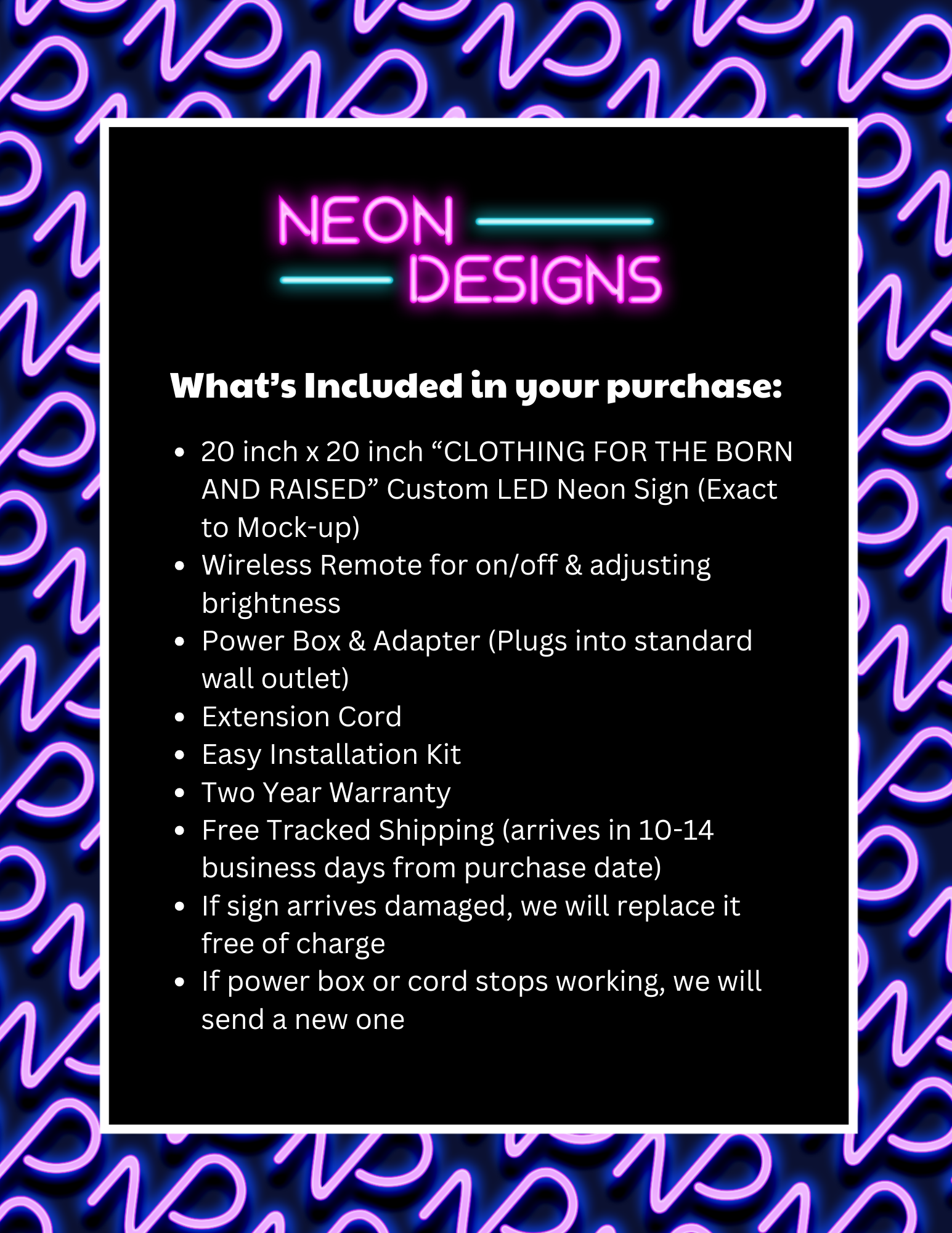 CLOTHING FOR THE BORN AND RAISED - Premium Neon Artwork