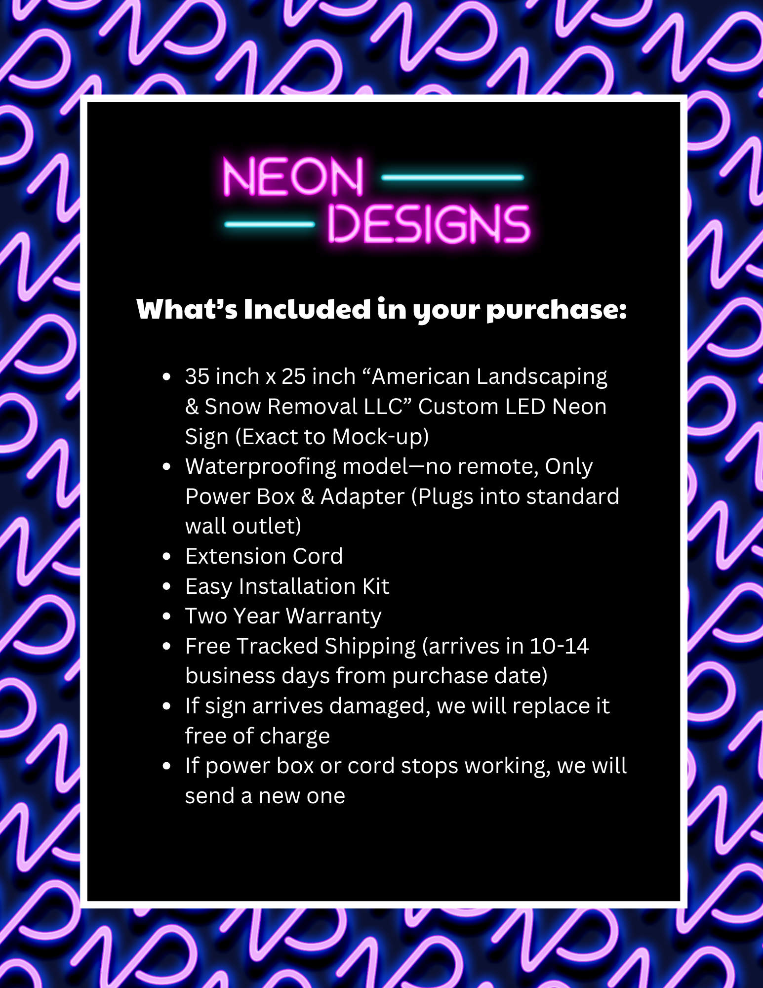 American Landscaping & Snow Removal LLC - Premium Neon Artwork