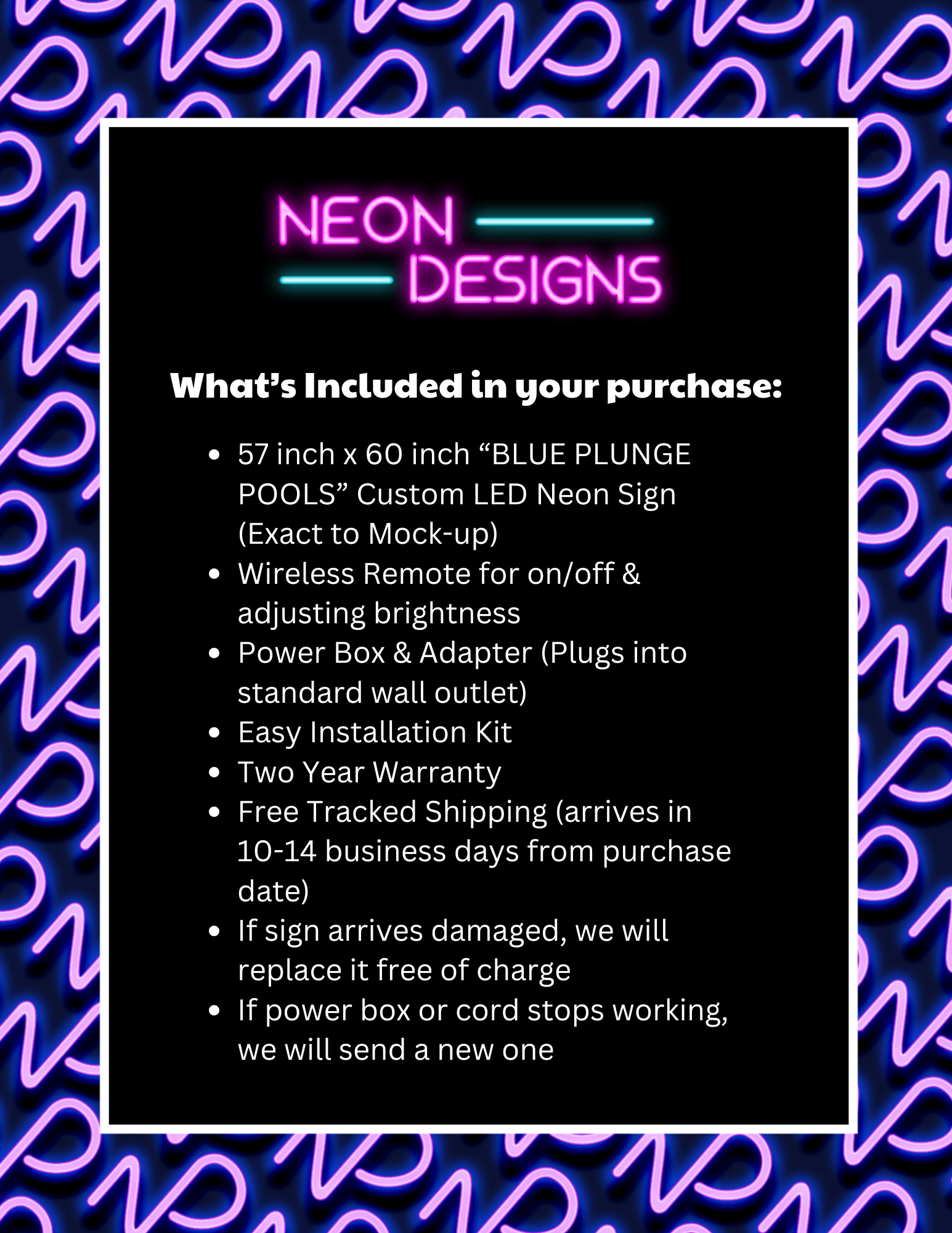 BLUE PLUNGE POOLS - Premium Neon Artwork