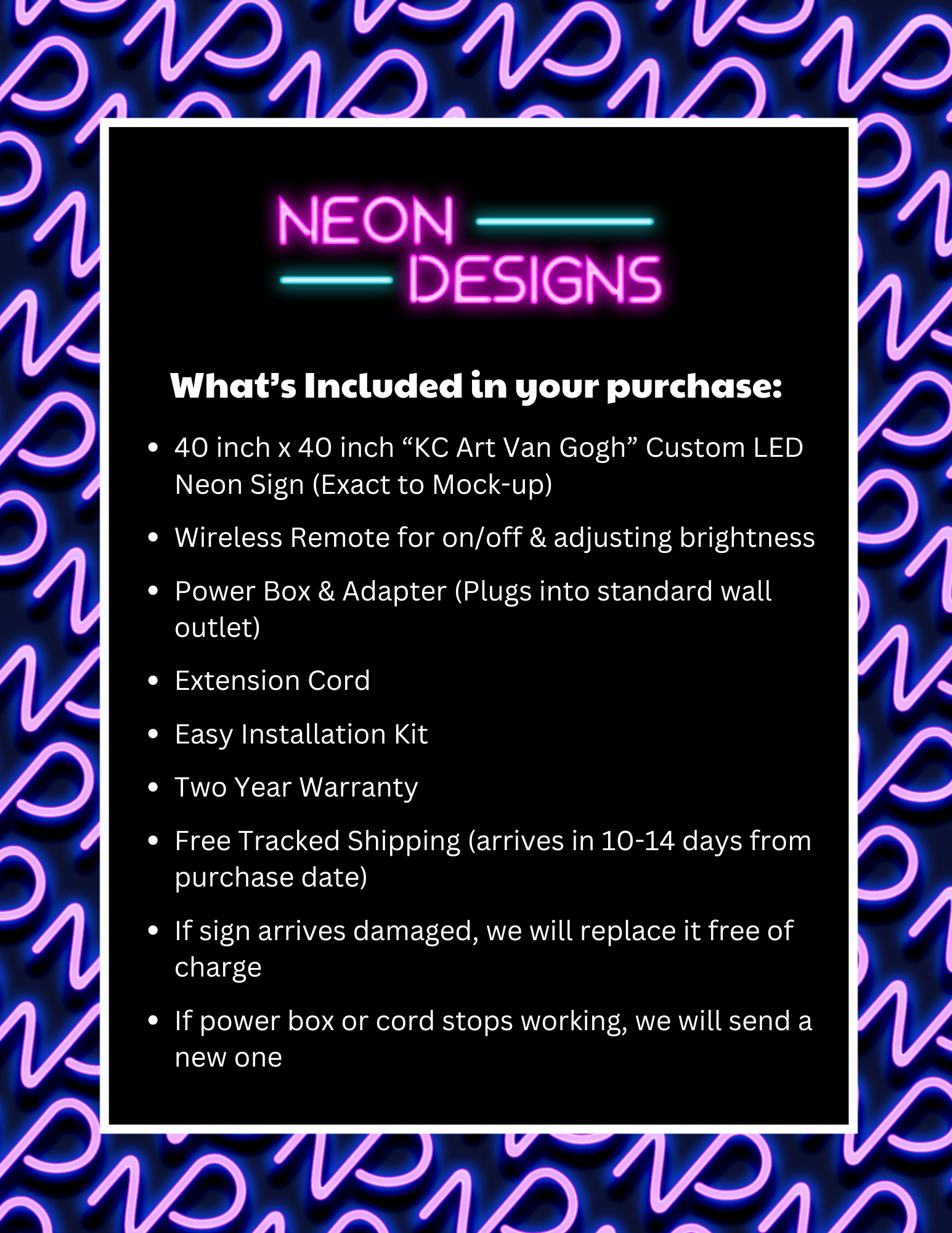 KC Art Van Gogh – Premium Neon Artwork