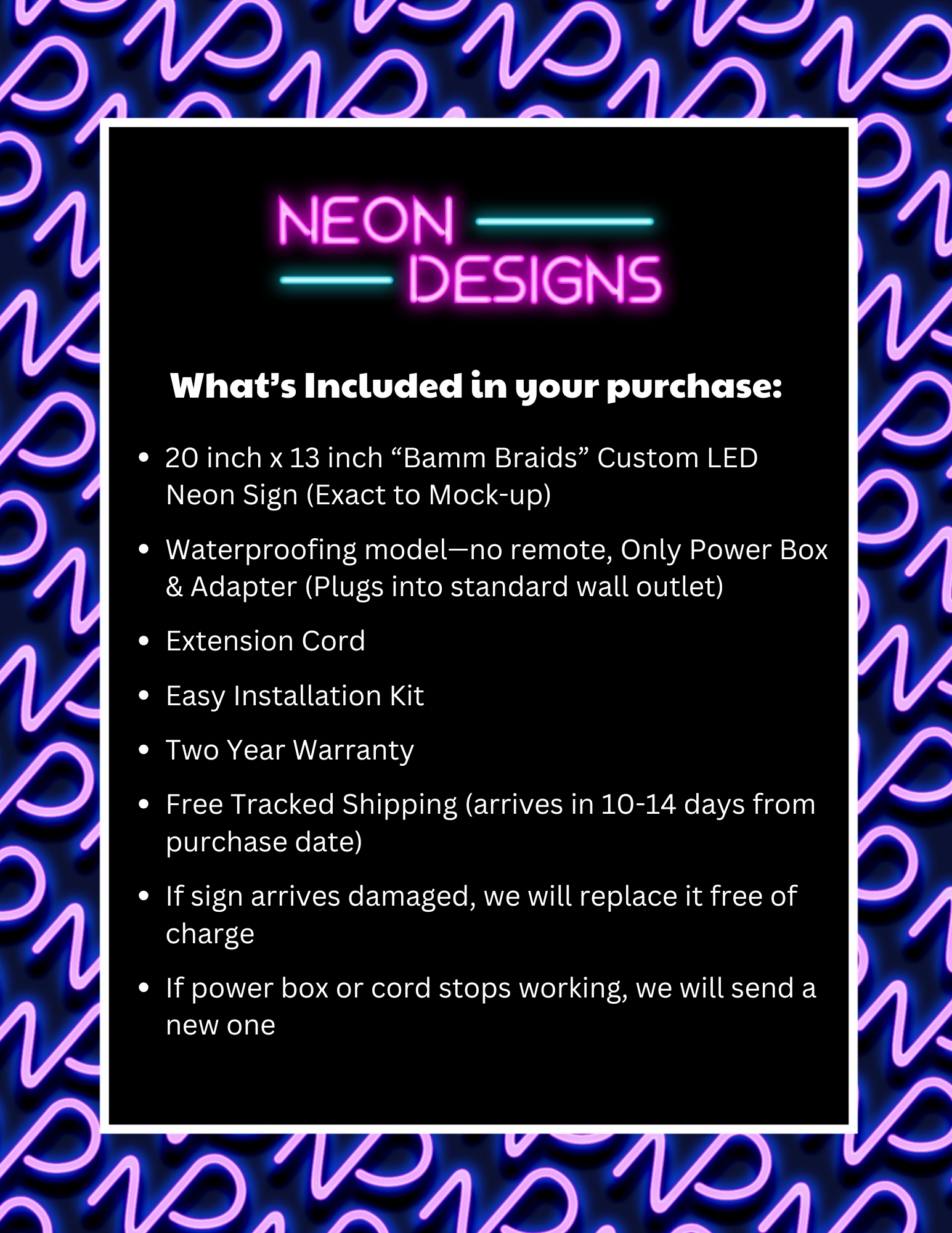 Bamm Braids – Premium Neon Artwork