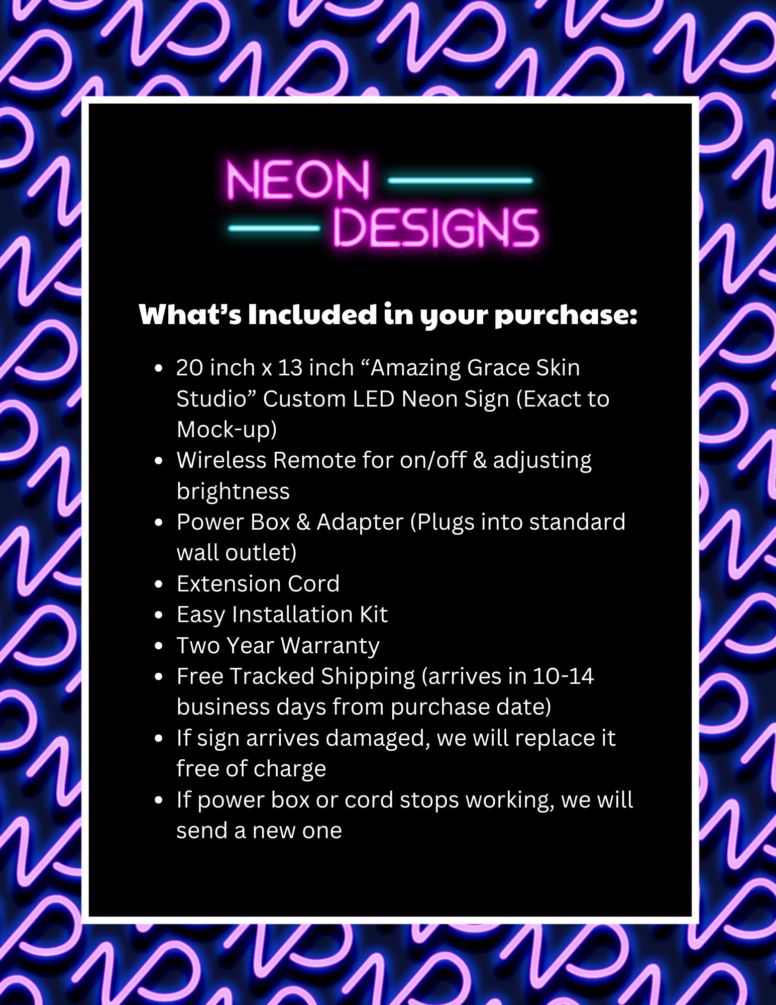 Amazing Grace Skin Studio - Premium Neon Artwork