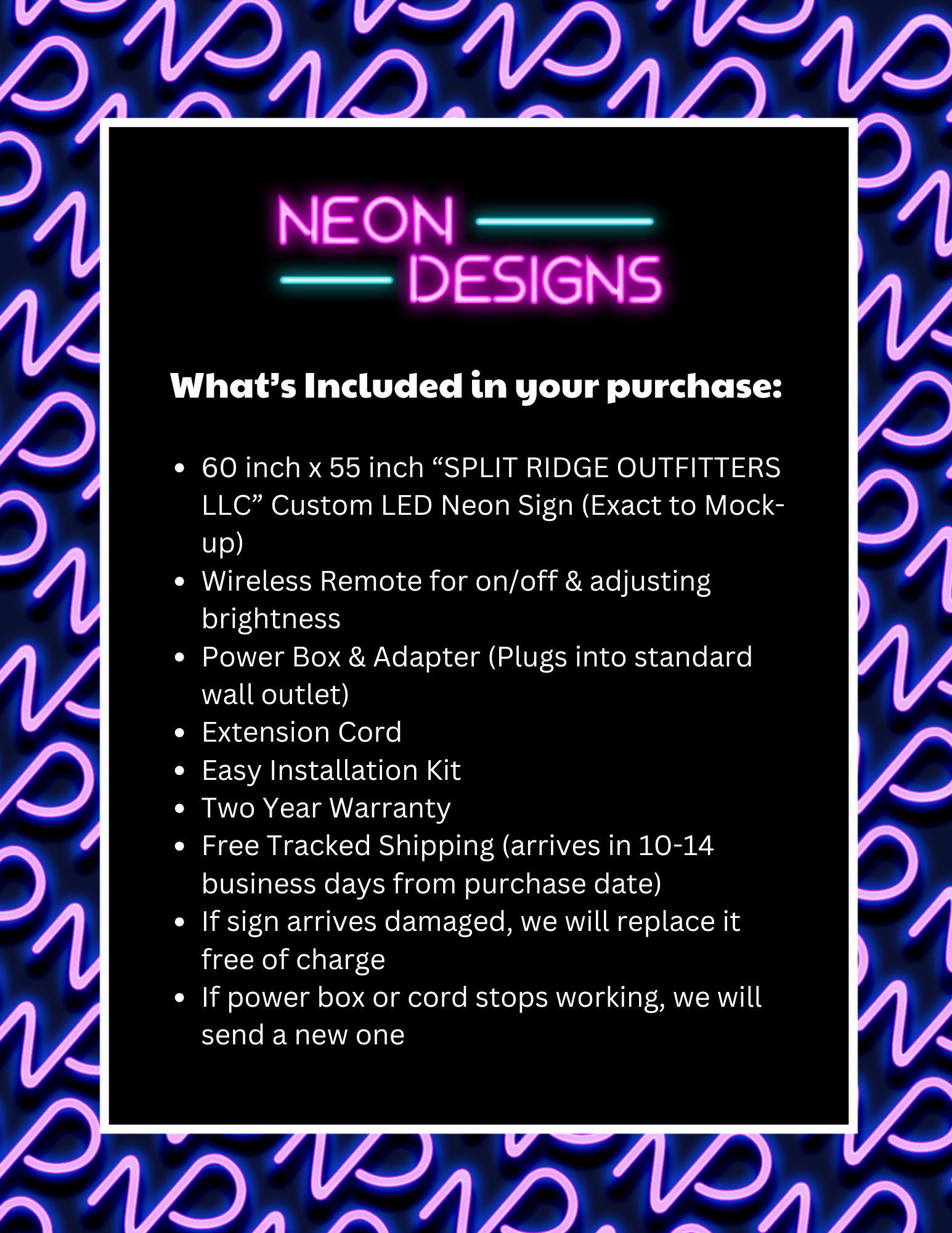 SPLIT RIDGE OUTFITTERS LLC - Premium Neon Artwork