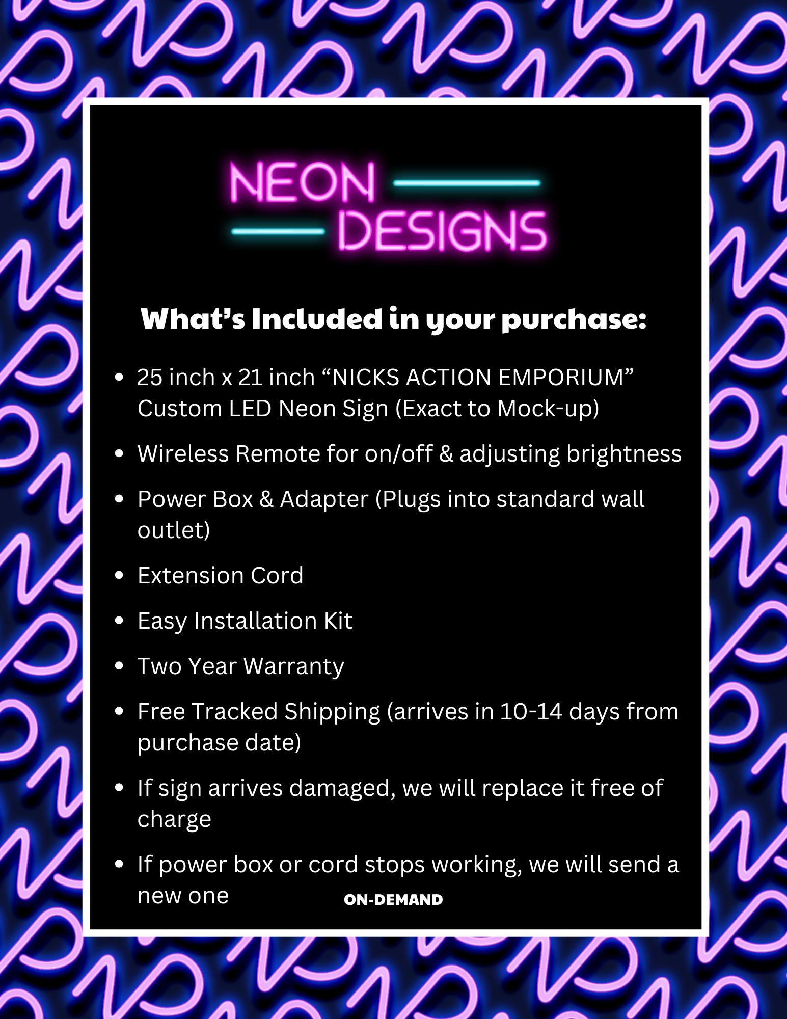 NICKS ACTION EMPORIUM - Premium Neon Artwork