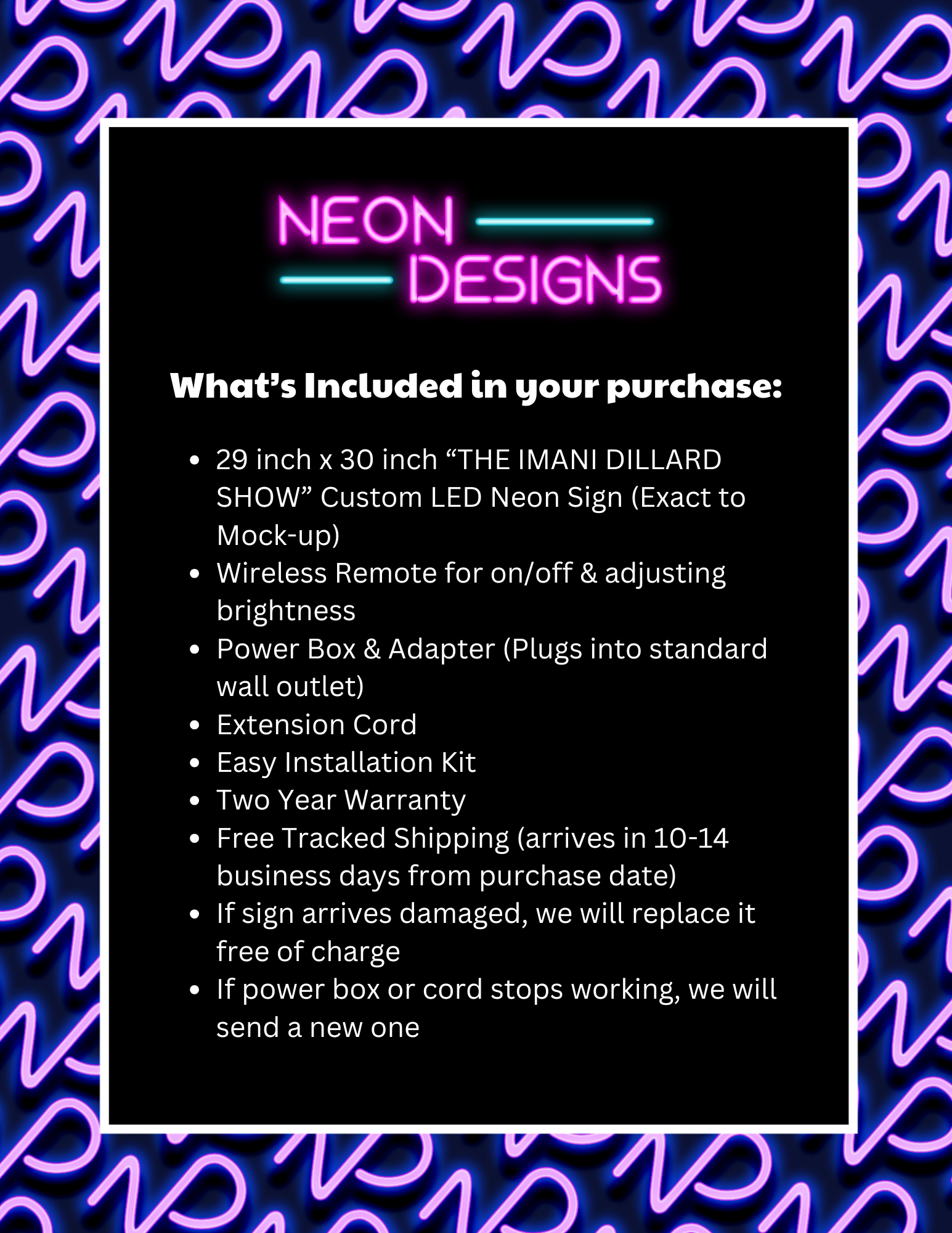 THE IMANI DILLARD SHOW - Premium Neon Artwork