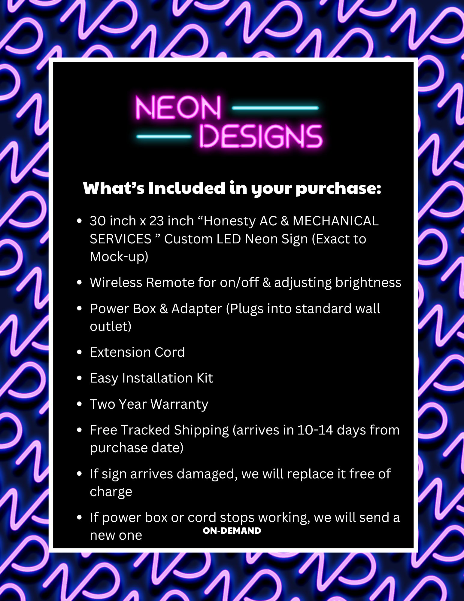 Honesty A.C & MECHANICAL SERVICES - Premium Neon Artwork