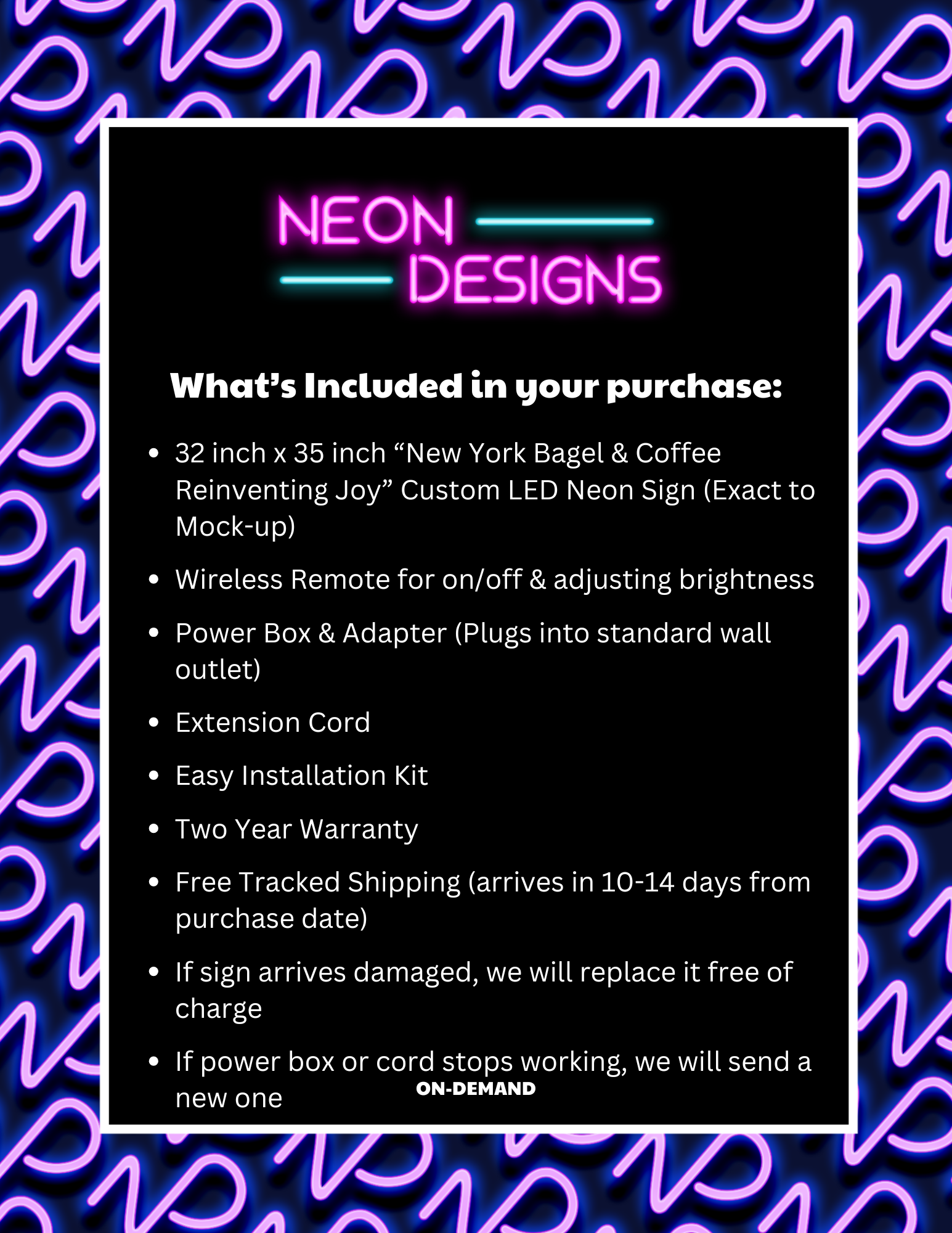New York Bagel & Coffee Reinventing Joy- Premium Neon Artwork