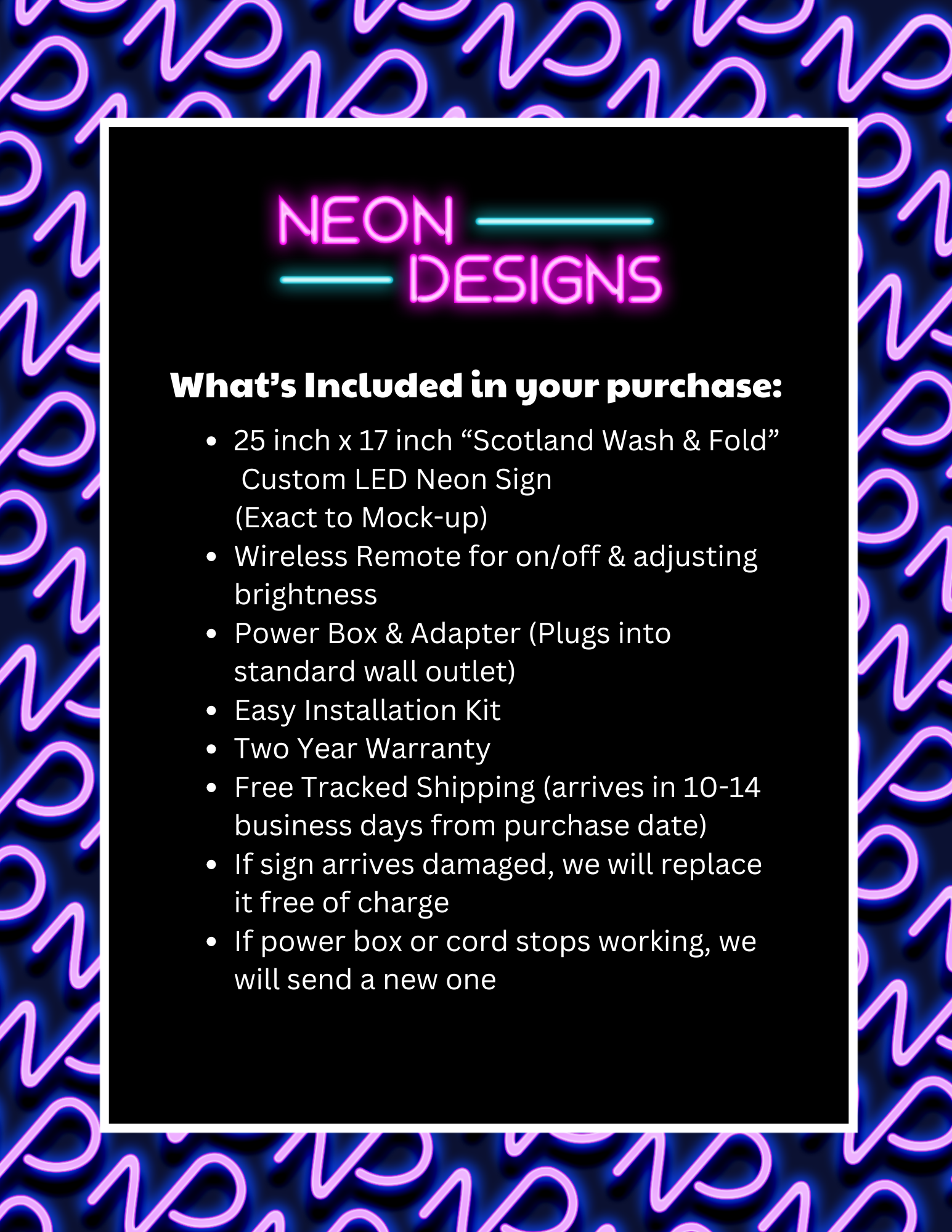 Scotland Wash & Fold - Premium Neon Artwork
