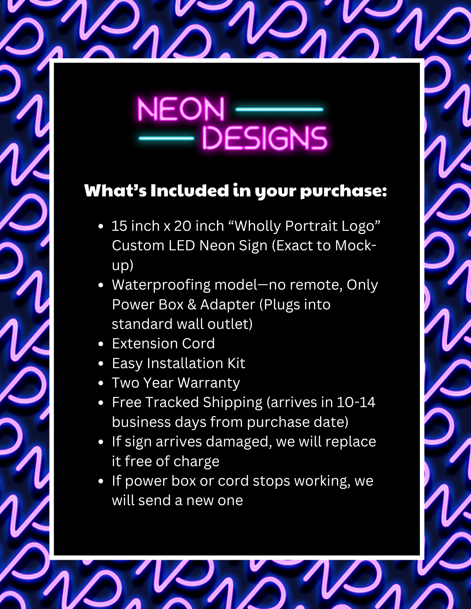 Wholly Portrait Logo - Premium Neon Artwork