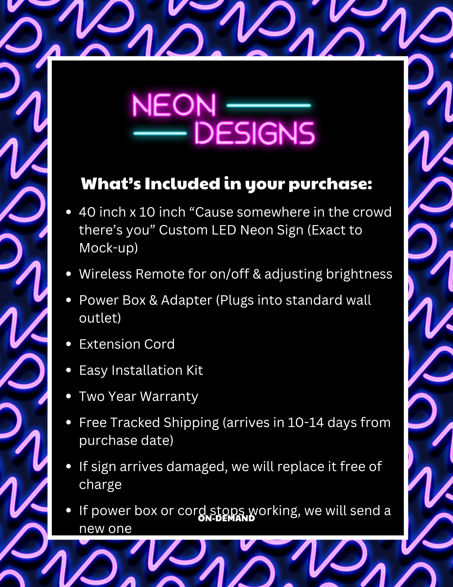 Cause somewhere in the crowd there’s you (version 1) - Premium Neon Artwork