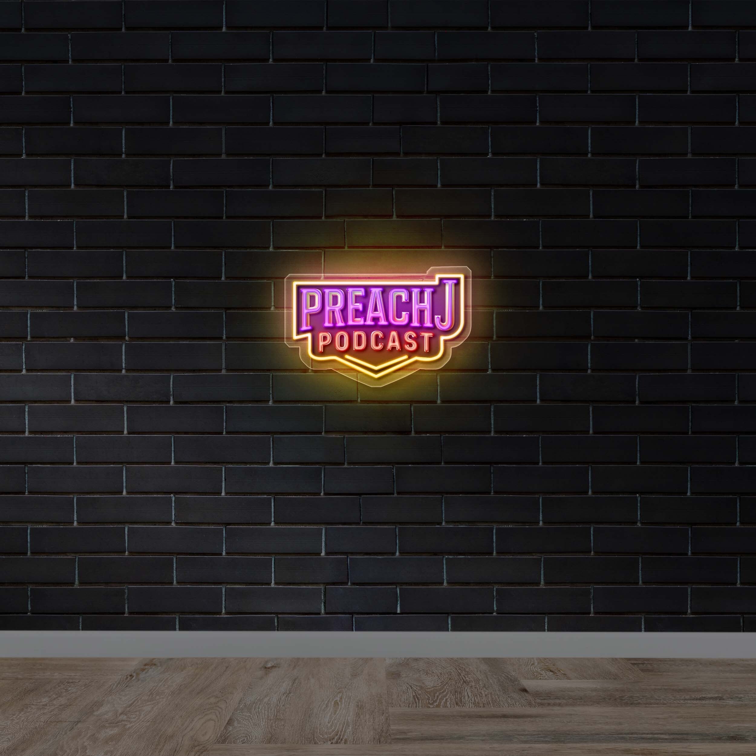 PREACH J PODCAST text only - Premium Neon Artwork