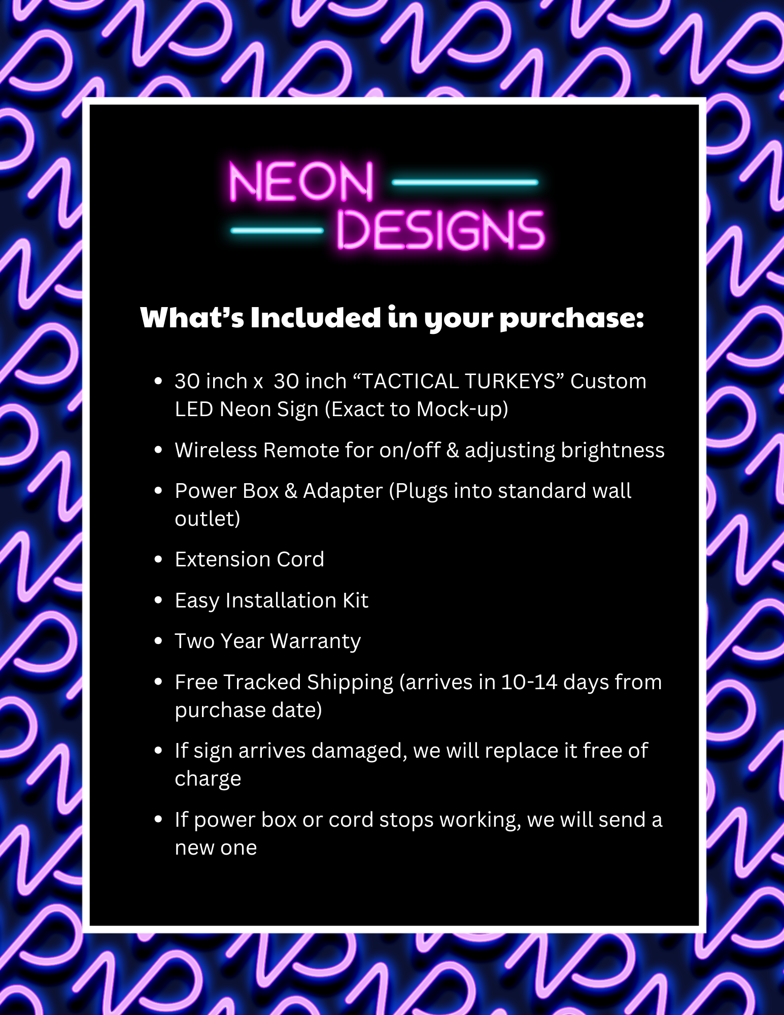 TACTICAL TURKEYS - Premium Neon Artwork