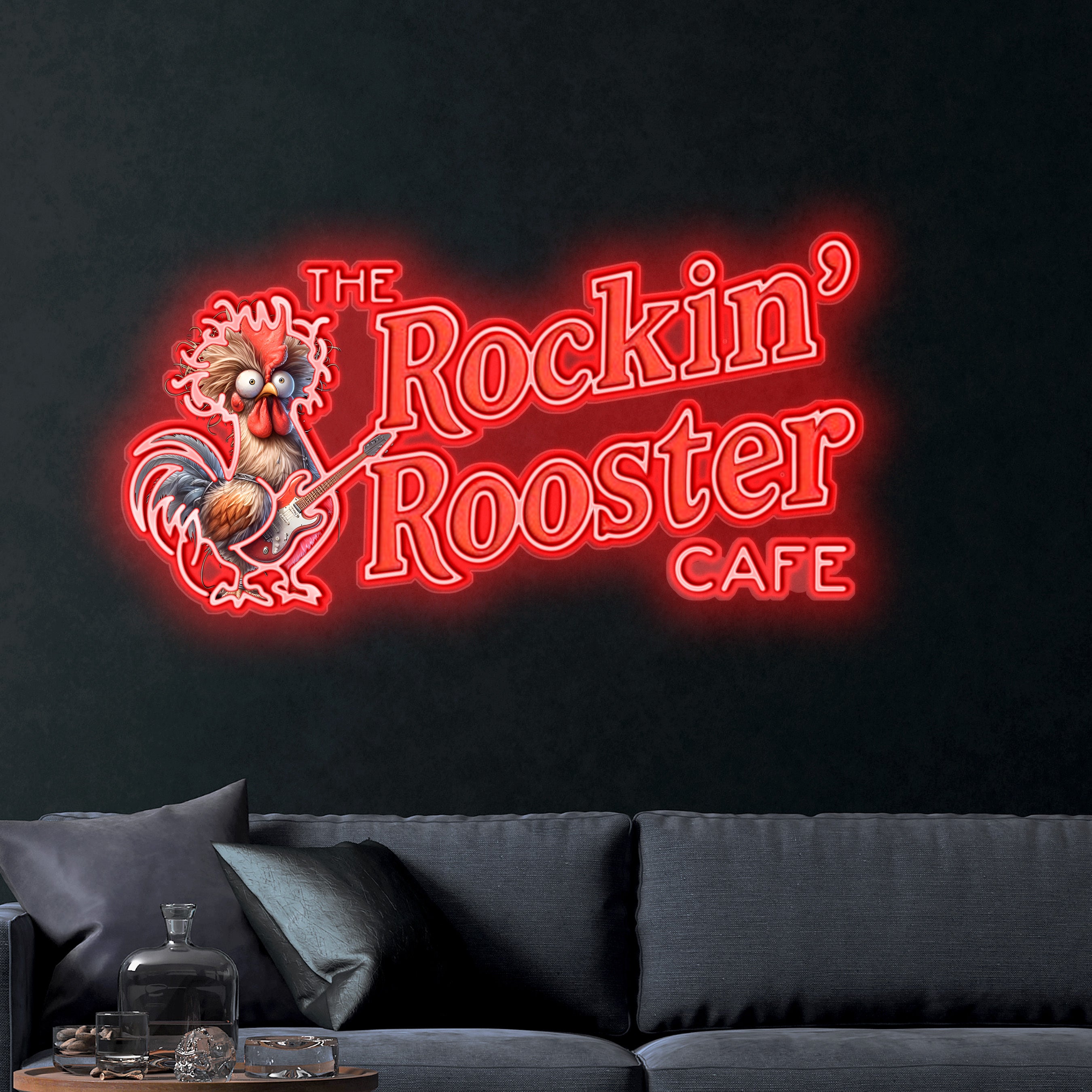 The Rockin' Rooster Cafe – Premium Neon Artwork