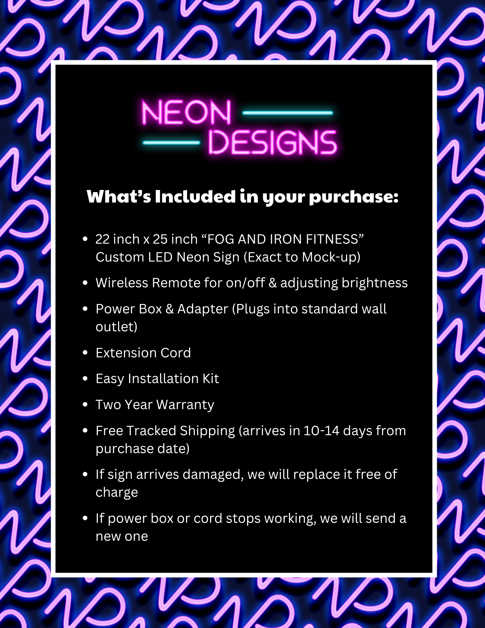 FOG AND IRON FITNESS - Premium Neon Artwork