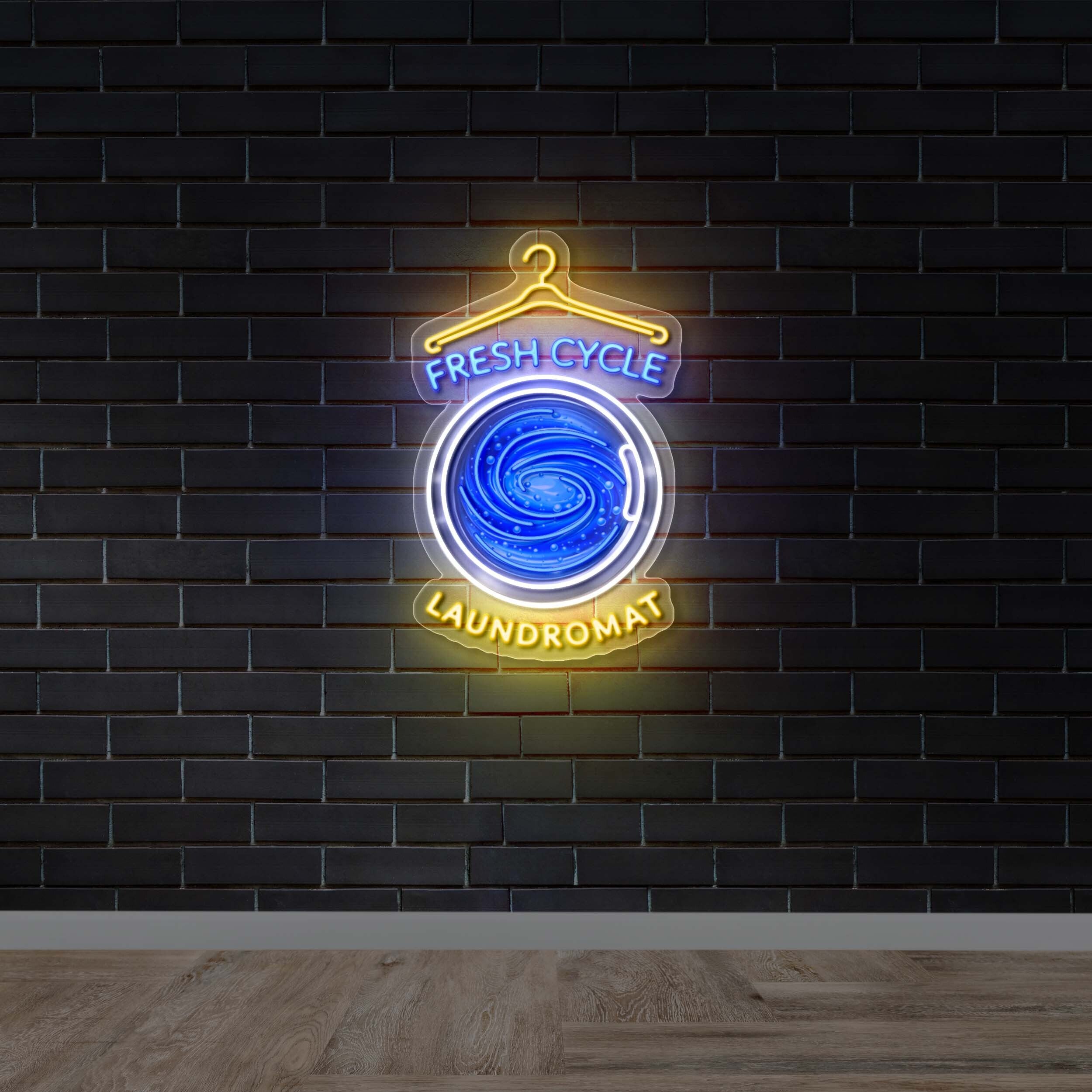 Fresh Cycle Laundromat - Premium Neon Artwork