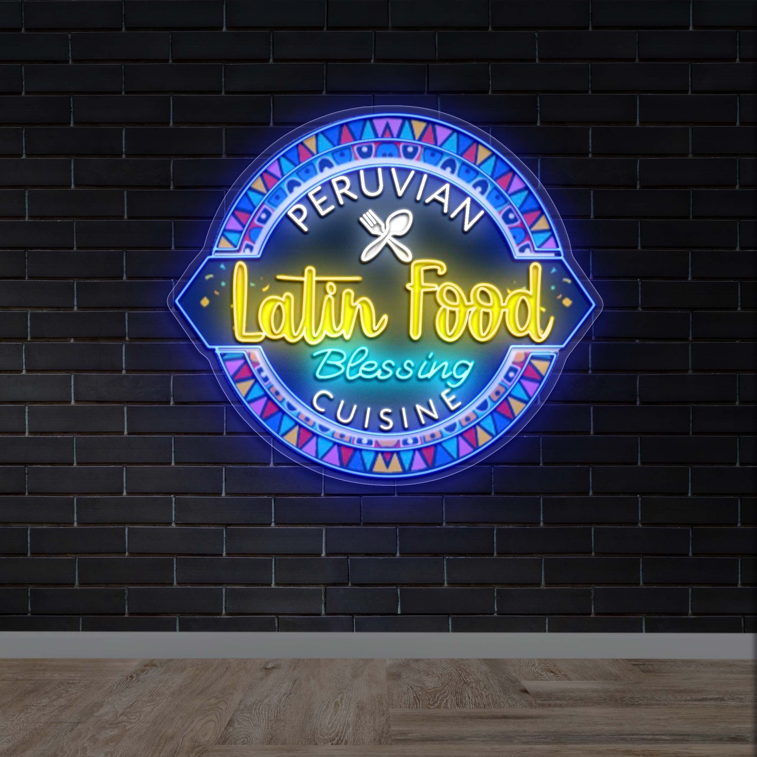 Peruvian Latin Food Blessing Cuisine - Premium Neon Artwork