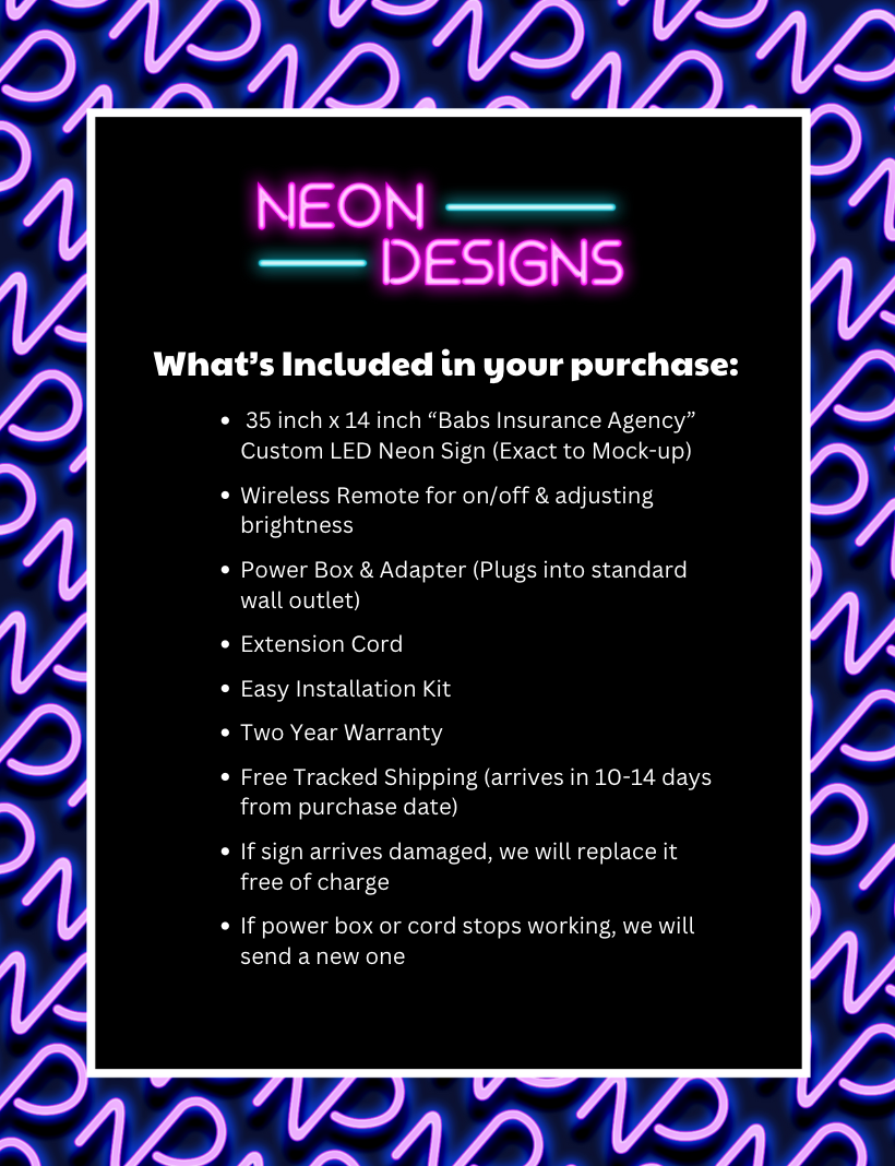 Babs Insurance Agency - Premium Neon Artwork
