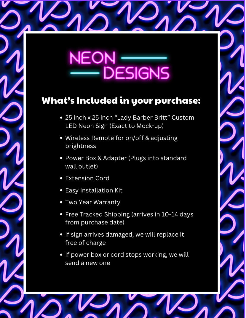 Lady Barber Britt - Premium Neon Artwork