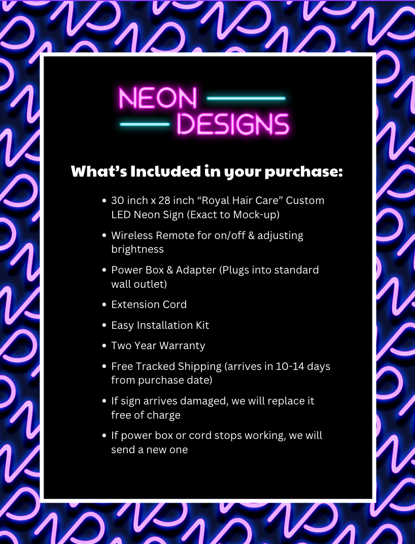 Royal Hair Care - Premium Neon Artwork