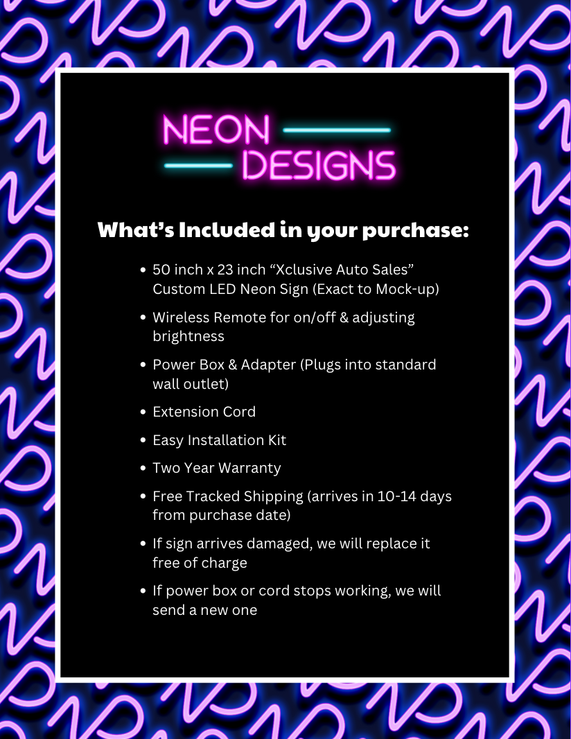 Xclusive Auto Sales - Premium Neon Artwork
