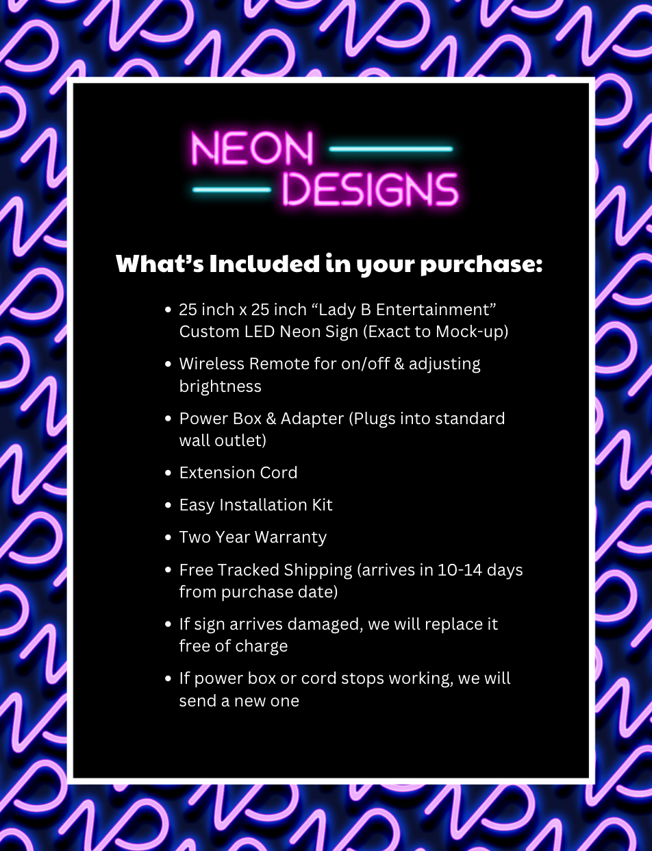 Lady B Entertainment - Premium Neon Artwork