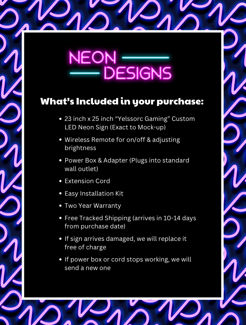 Yelssorc Gaming - Premium Neon Artwork