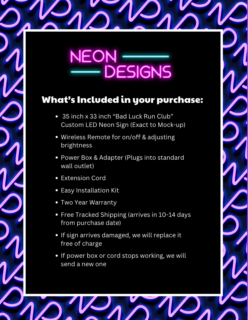 Bad Luck Run Club - Premium Neon Artwork
