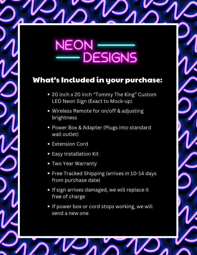 Tommy The King - Premium Neon Artwork