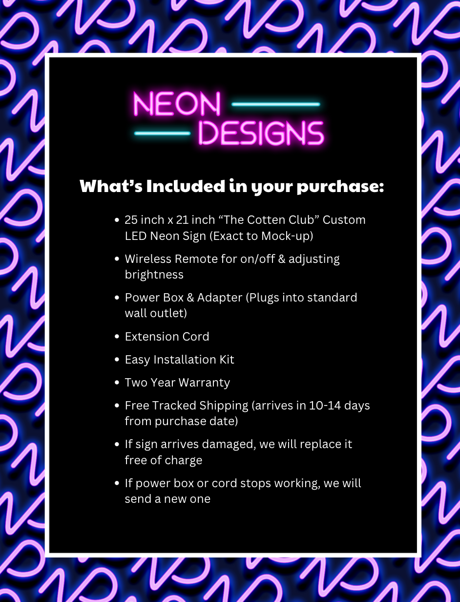 The Cotten Club - Premium Neon Artwork