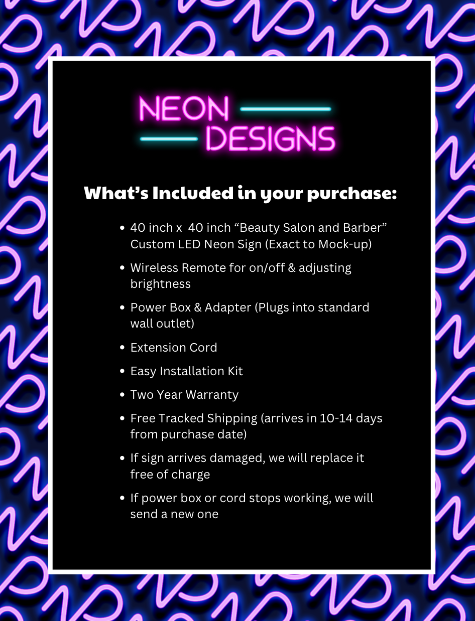 Beauty Salon and Barber - Premium Neon Artwork