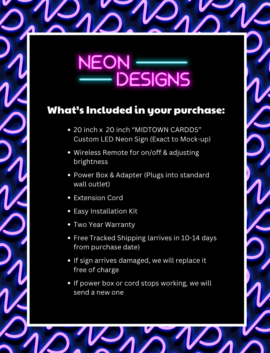 MIDTOWN CARDDS - Premium Neon Artwork