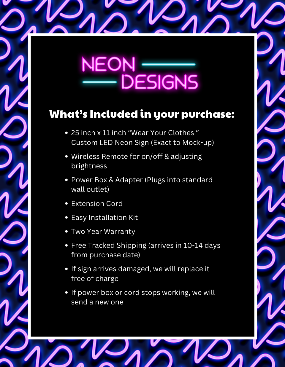 Wear Your Clothes - Premium Neon Artwork