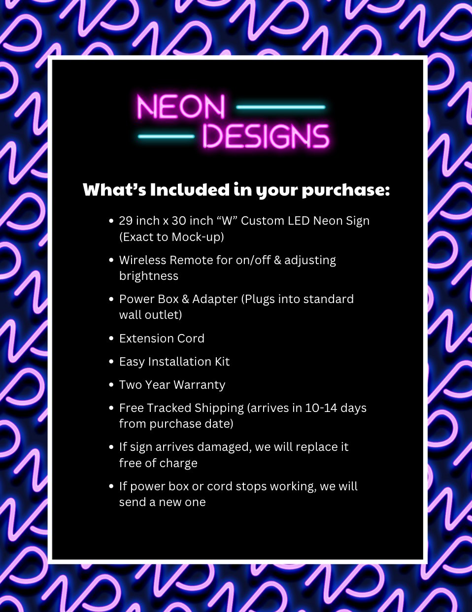 W - Premium Neon Artwork