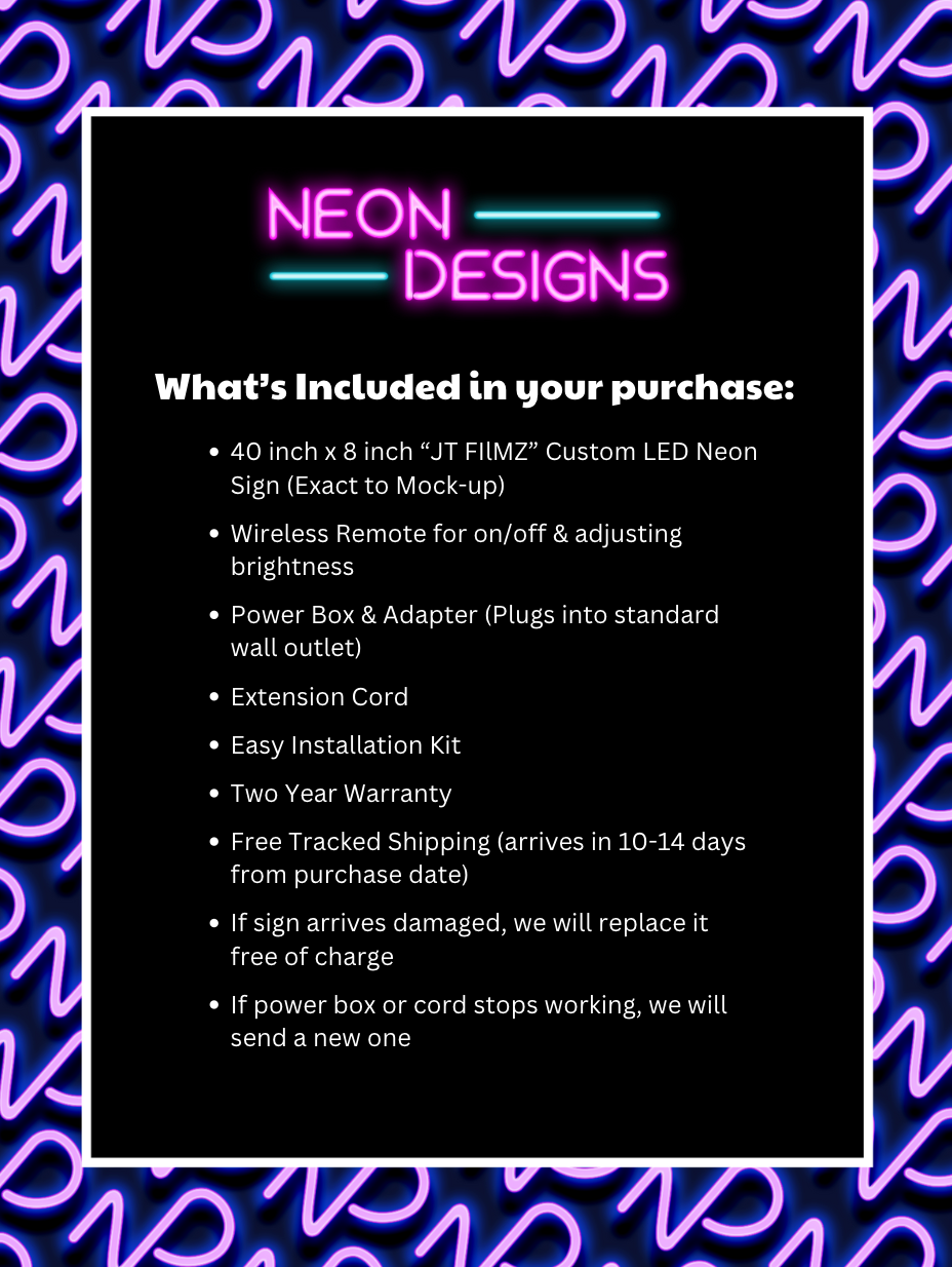 JT FILMZ - Premium Neon Artwork