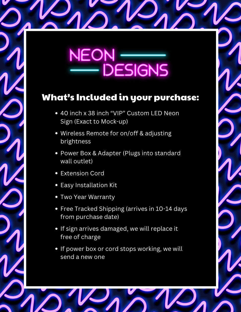 VIP (Icy Blue background) - Premium Neon Artwork