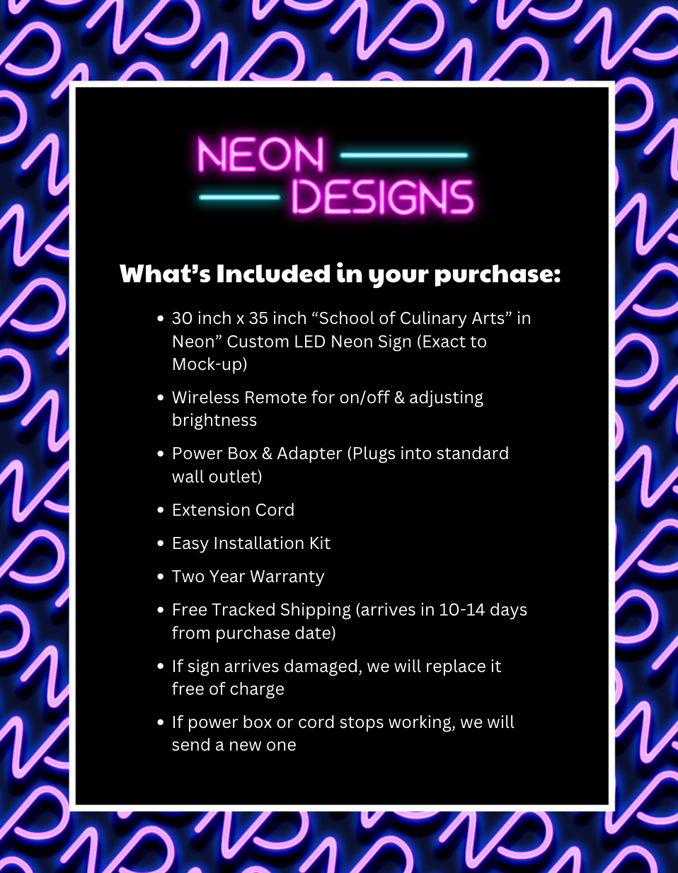 School of Culinary Arts - Premium Neon Artwork