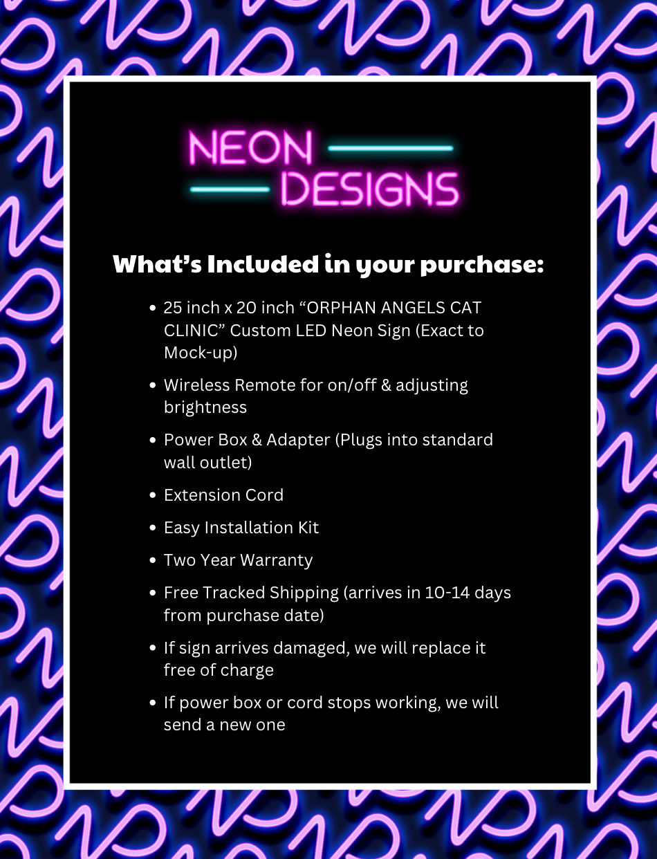 ORPHAN ANGELS CAT CLINIC - Premium Neon Artwork