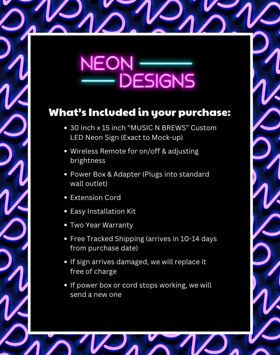 MUSIC N BREWS - Premium Neon Artwork