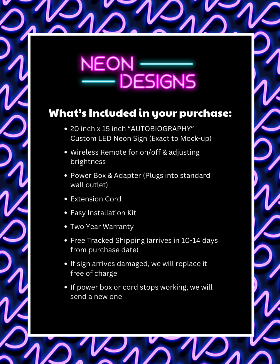 AUTOBIOGRAPHY - Premium Neon Artwork