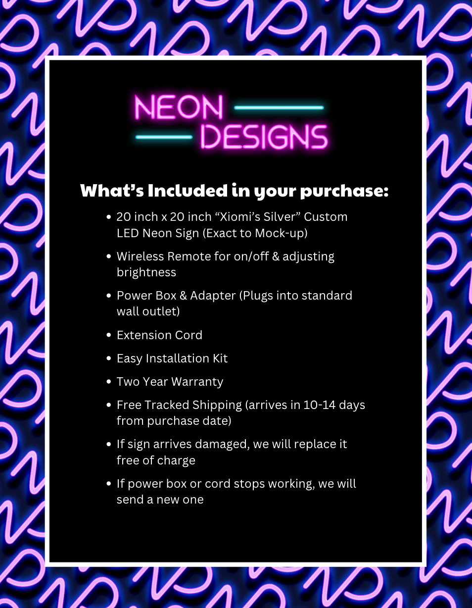 Xiomi's Silver - Premium Neon Artwork