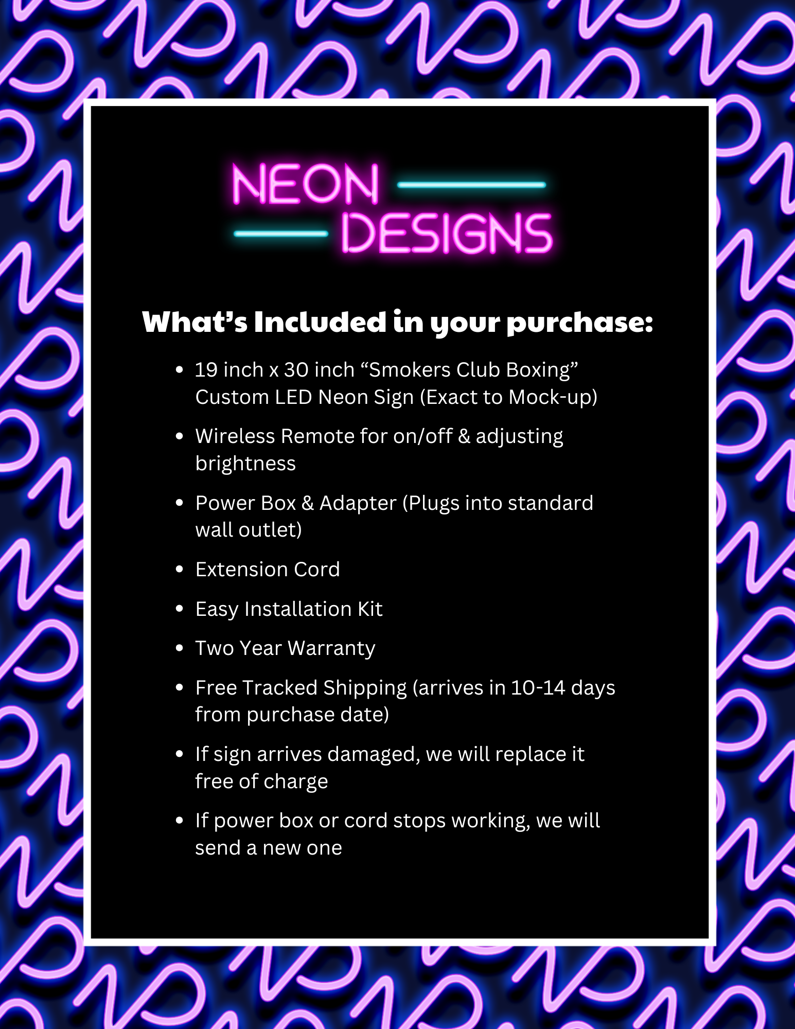 SMOKERS CLUB BOXING - Premium Neon Artwork