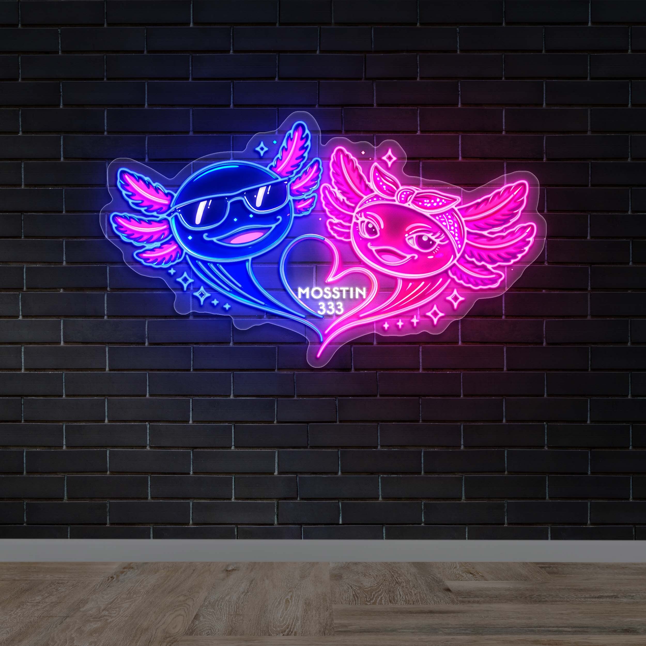 Mosstin 333 Heart Duo - Premium Neon Artwork