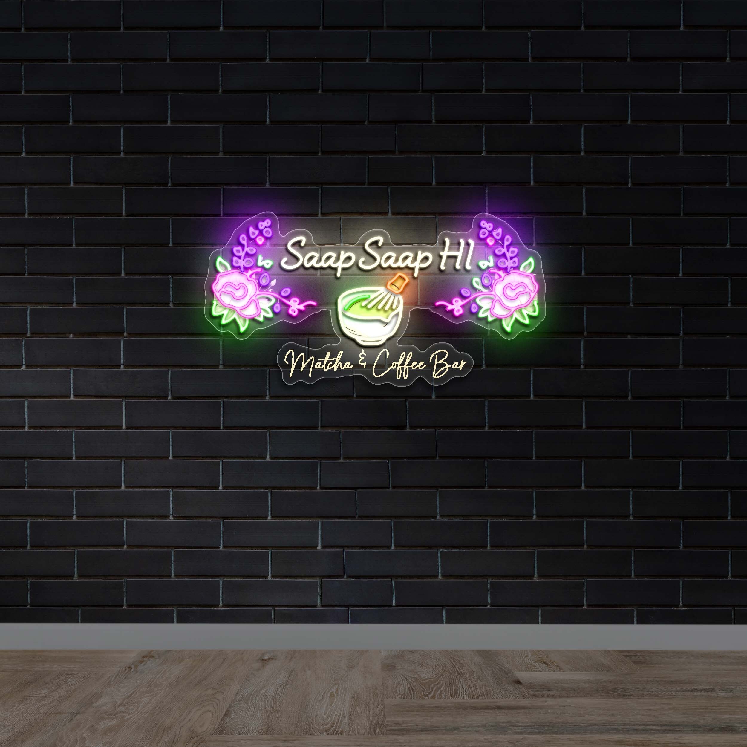Saap Saap Hi Mobile Cafe | Matcha bowl version - Premium Neon Artwork