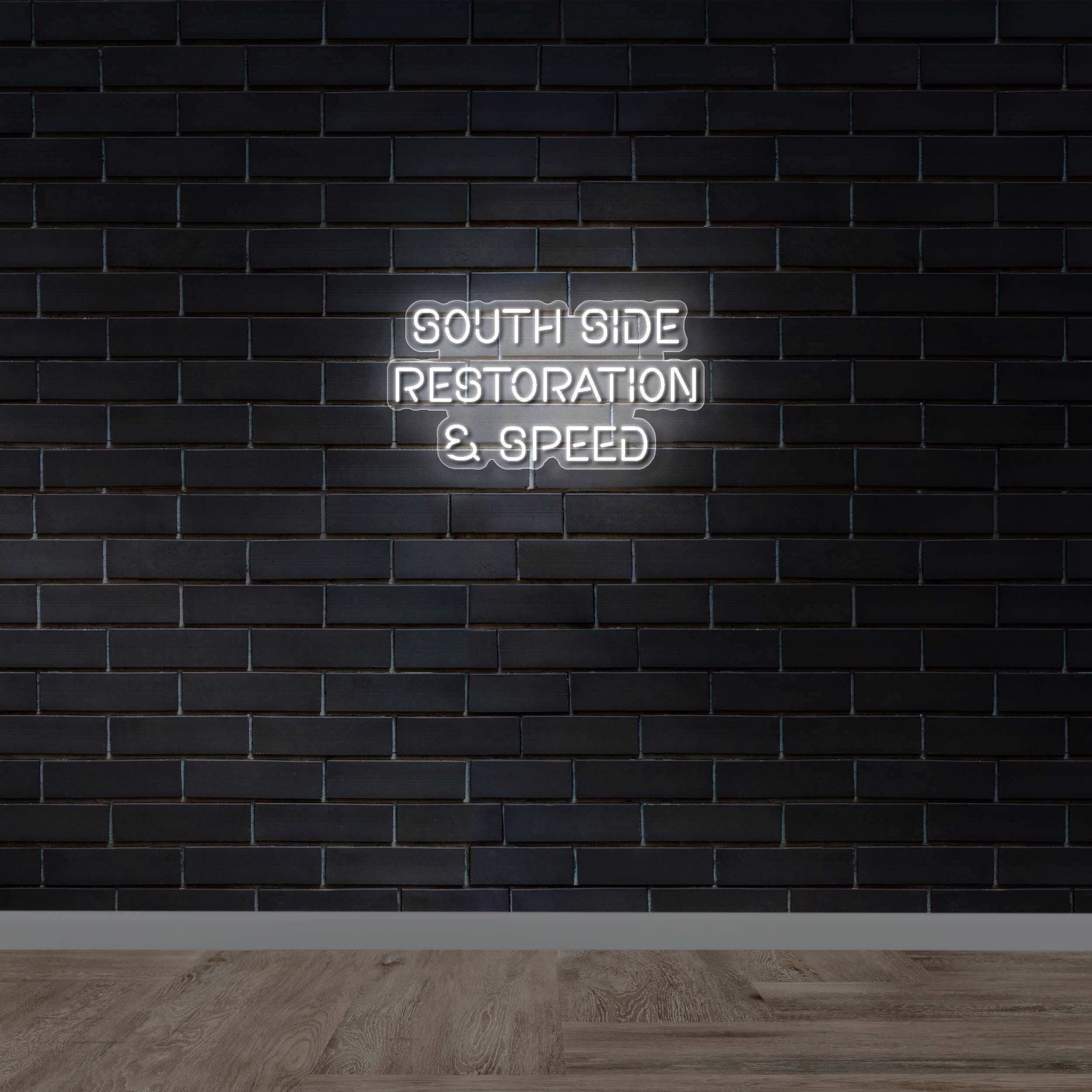 South Side Restoration & Speed Text - Premium Neon Artwork