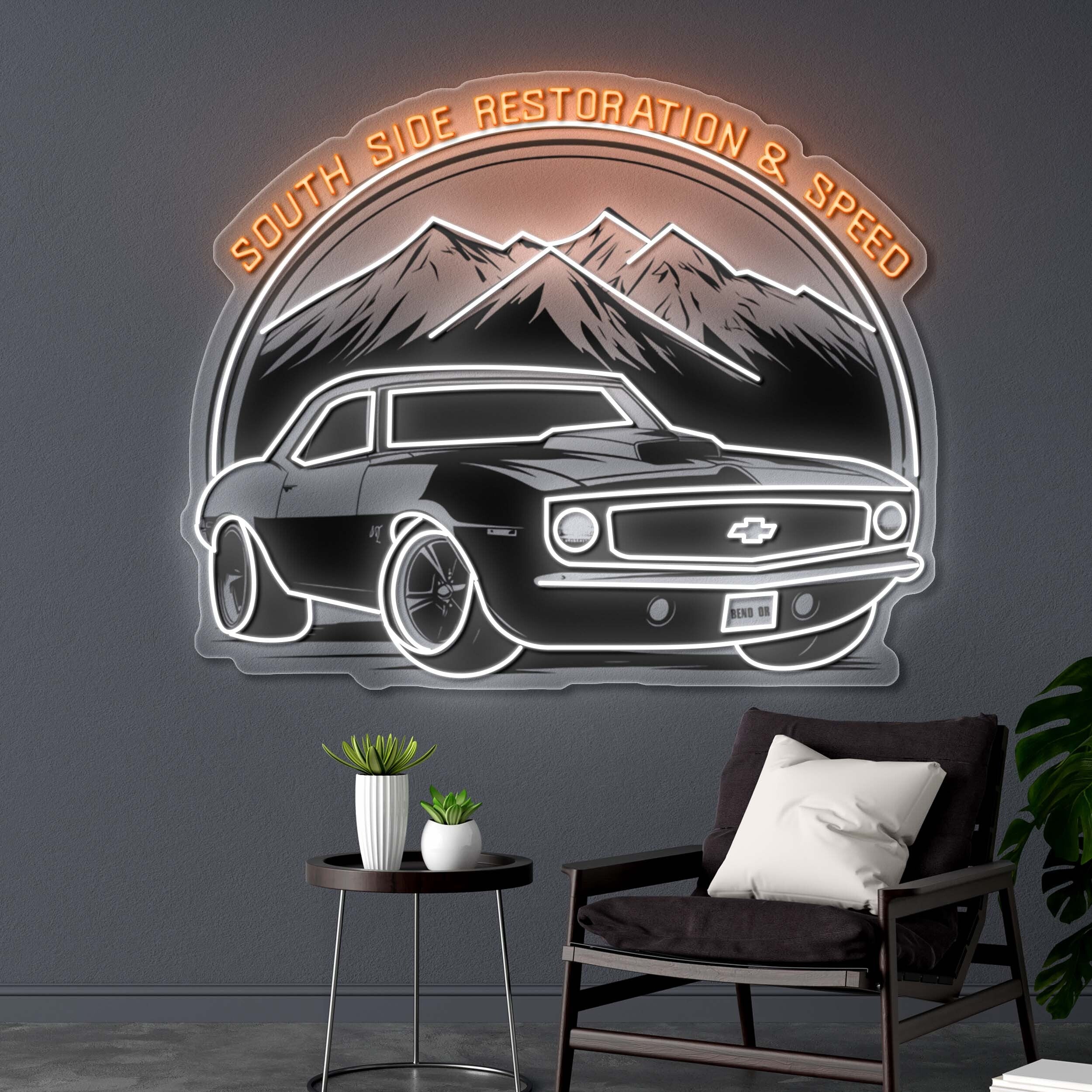 South Side Restoration & Speed Logo - Premium Neon Artwork