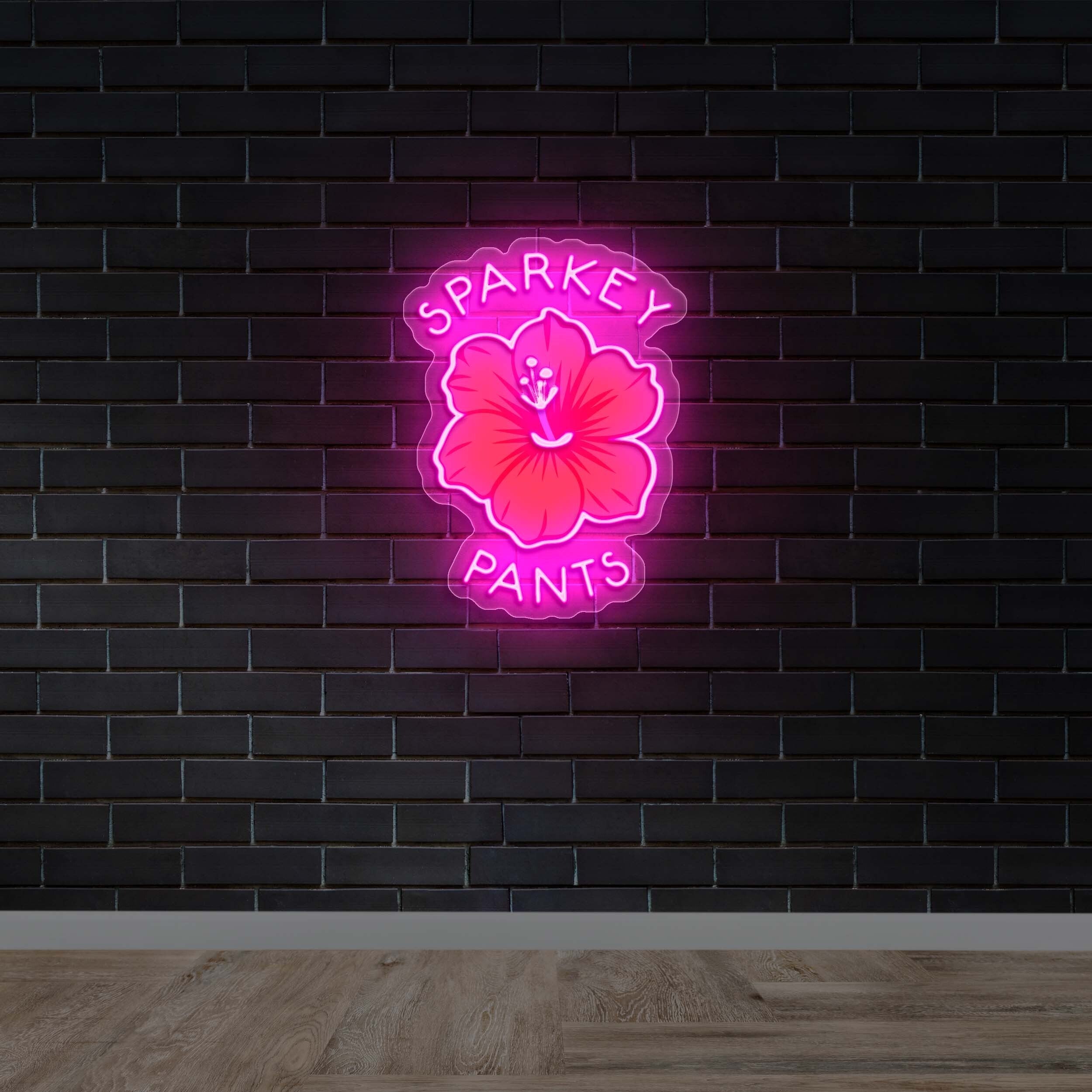SPARKEY PANTS with hibiscus - Premium Neon Artwork