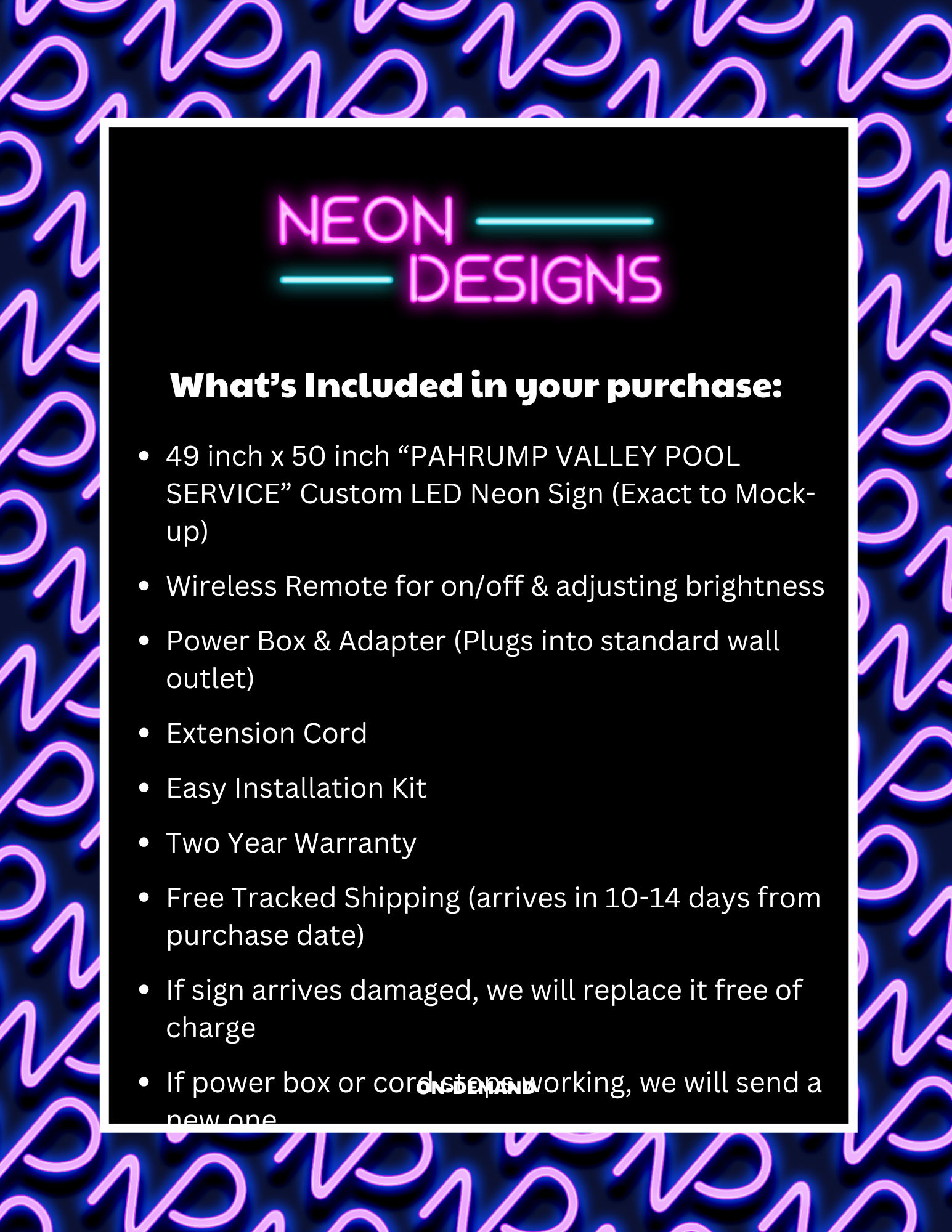 PAHRUMP VALLEY POOL SERVICE - Premium Neon Artwork